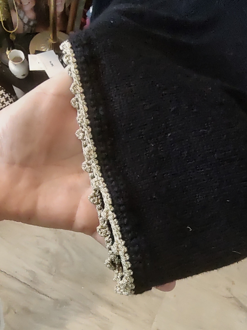 Designers Originals Black Sweater with Gold Scallop Trim